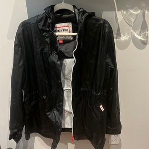 Hunter Black Faux Leather Rain Jacket XL